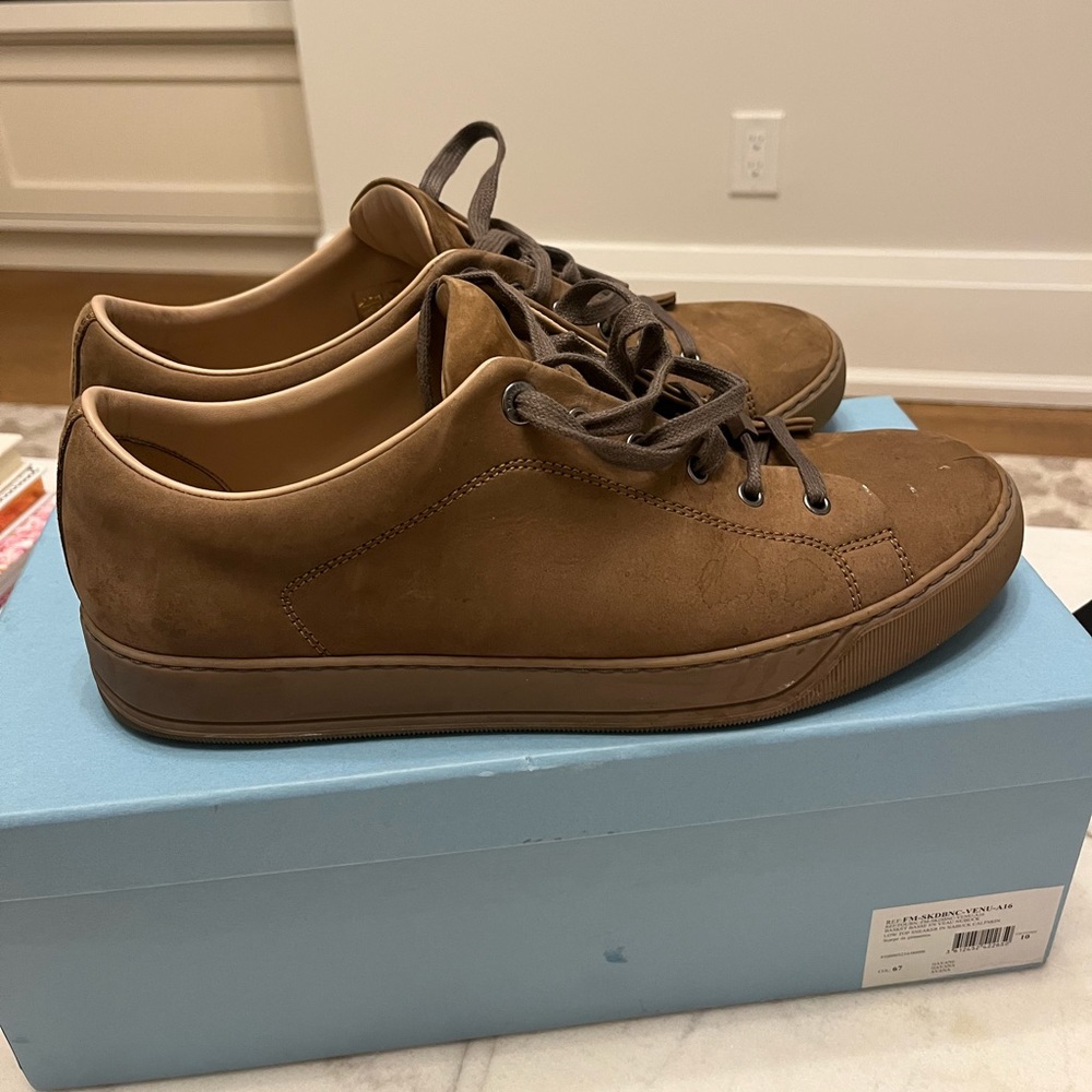 Mens Lanvin sneakers DBB1 lace up in tan colour size 10 - Picture 6 of 7
